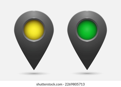 Realistic geolocation icons with colored inserts on a white background. A set of geolocation map pin code icons. Vector illustration.
