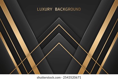 Realistic geometric shapes with golden line elements. Luxury style. Vector illustration