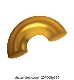 Realistic geometric shapes objects composition with isolated image of golden half circle on blank background vector illustration