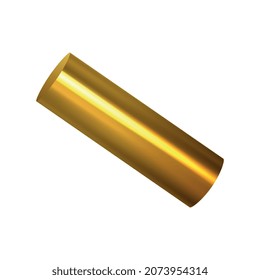 Realistic geometric shapes objects composition with isolated image of golden cylinder on blank background vector illustration