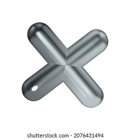 Realistic geometric shapes objects composition with isolated images of silver cross on blank background vector illustration