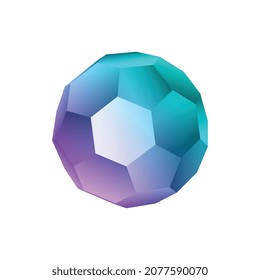 Realistic geometric shapes objects composition with isolated image of neon polygonal ball on blank background vector illustration