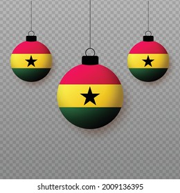 Realistic Ghana Flag with flying light balloons. Decorative elements for national holidays.