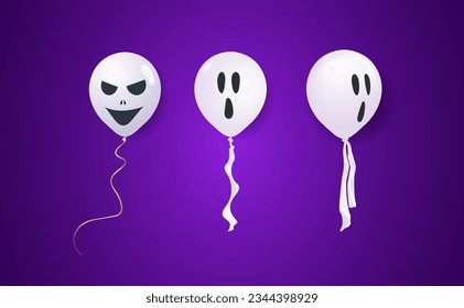 realistic ghost face balloon, white ghost balloon ornament. horror balloons for party celebration