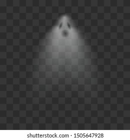 Realistic Ghost.
Scary halloween apparition face.
Spooky transparent halloween ghost isolated vector set.