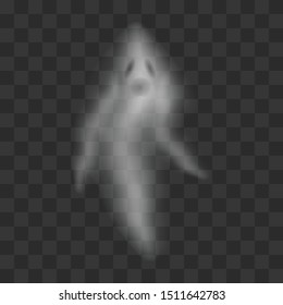 Realistic Ghost.
Scary halloween apparition face.
Spooky transparent halloween ghost 