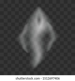 Realistic Ghost.
Scary halloween apparition face.
Spooky transparent halloween ghost isolated vector set.
