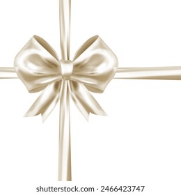 Realistic Gift Bow with ribbons isolated on white background.Vector illustration