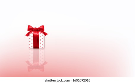 Realistic gift box background with red ribbon. 
