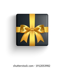 Realistic gift box, decorative present isolated on white background. Vector illustration.