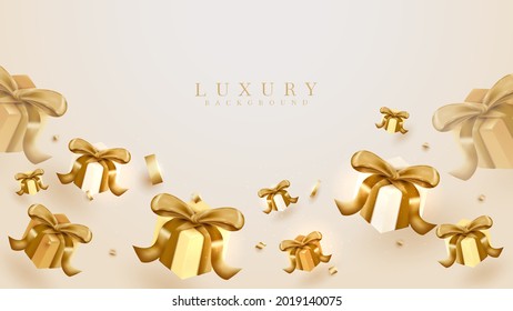 Realistic gift box element background, luxury scene, 3d vector illustration.