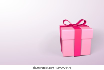 Realistic gift box with red bow isolated on gray background. Vector illustration.