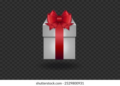 Realistic gift box with a red bow. Vector EPS10