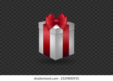 Realistic gift box with a red bow. Vector EPS10