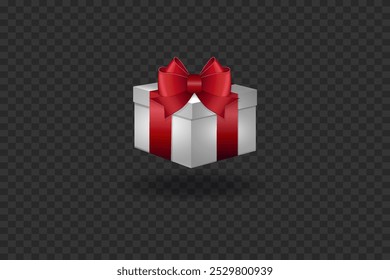 Realistische Geschenkbox mit roter Schleife. Vektor-EPS10