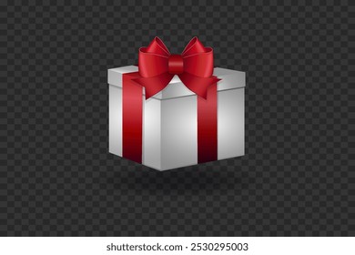 Caja de regalo realista con un lazo rojo. Vector EPS10