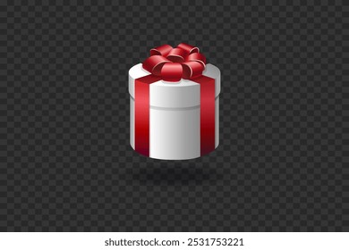 Realistic gift box with a red bow. Vector EPS10