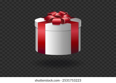 Realistische Geschenkbox mit roter Schleife. Vektor-EPS10