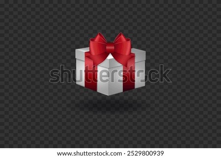 Realistic gift box with a red bow. Vector EPS10
