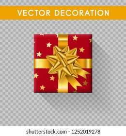 Realistic gift box top view. Gift boxes without background. Vector illistration