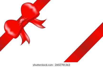 Realistic Gift Card with Classic Red Bow and Ribbon, Classic Red, Certificates, Discount, Gift, Invitation, Wedding, Anniversary, Vector Illustration