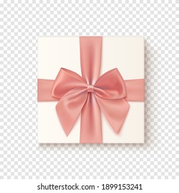 Realistic gift icon with pink bow. Vector illustration template for greeting card, brochure, banner, poster or web header.