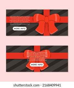 Paquetes de regalo realistas Red Ribbon Landing Page Design EPS10 genial para ser utilizado en su sitio web, para una mejor navegación web, o como volante, fondo, papel tapiz o cualquier otro propósito