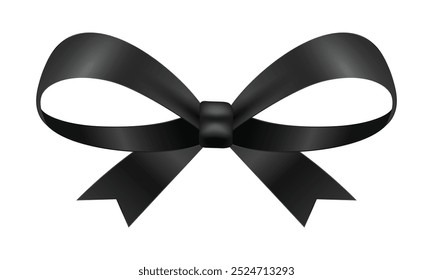 Realistic gift ribbon bow illustration on white.