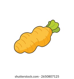 Raiz de gengibre realista com textura fina limpa design de comida plana Ilustração Vetor