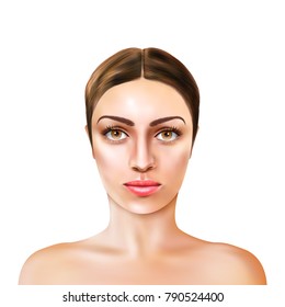 Realistic Girl Model Brown Eyes Light Stock Vector (Royalty Free ...