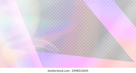Realistic glare effects, distorting rainbow light on a transparent background. Vector illustration of light refraction texture. Vector	
