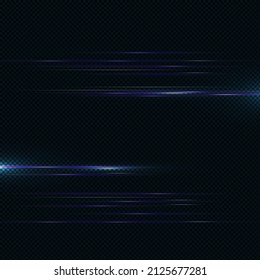Realistic glare on a transparent background. Abstract light effect with bokeh and glowing parts.