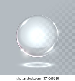 Realistic glass ball sphere with transparent effect. Water soap bubble. Vector illustration EPS 10