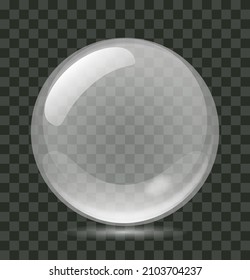 Realistic glass ball, vector illustration. Transparent glassy sphere