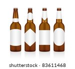 realistic glass beer bottle with different labels