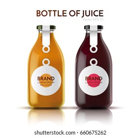 A realistic glass bottle of juice, drink, cocktail. Vector illustration.