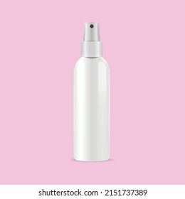 realistic glass bottle mockup one white body white head isolated on background