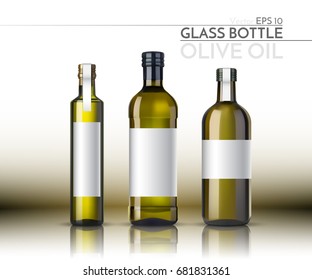 A Realistic Glass Bottle. Olive Oil. Vector Illustration