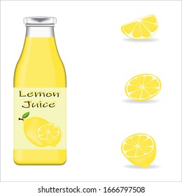 Realistic glass bottle packaging for fresh lemon
