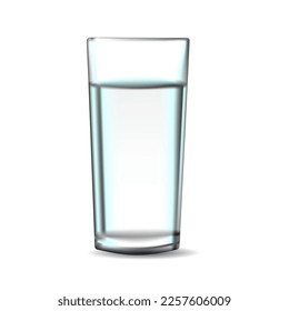 Realistic glass of drinking water vector illustration isolated on white background
