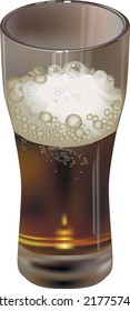 Realistic Glass Filled With Light Lager Beer With Bubbles And Foam.