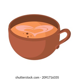 Realistic glass of fresh coffee on white background - Vector illustration