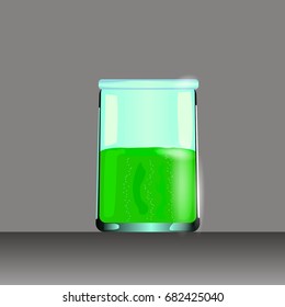 Realistic glass with green liquid vector