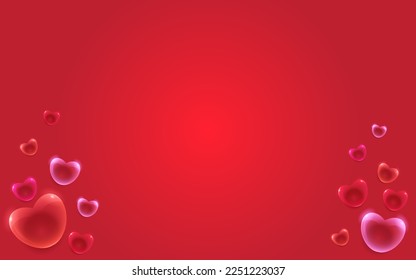 Realistic glass heart background. Invitation, card, letter for Valentine's day.