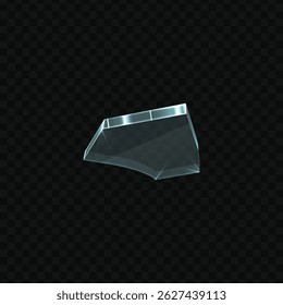 Vidrio realista o fragmento de hielo con bordes afilados y dentados, Ilustración vectorial. Ventana rota, espejo, cristal o efecto plástico. Fondo aislado transparente negro. Plantilla fragmentada.