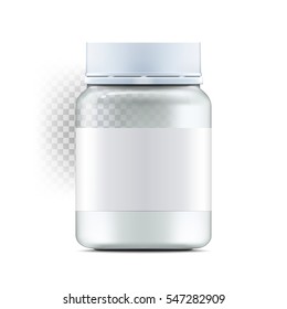 Realistic glass jar with with jam, configure or honey. Food bank.Transparent banks. Empty containers vector illustration. Mock up mason jar with design label or badges
