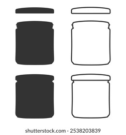 Realistic glass jar silhouette shape. Glass package can icon symbol. Vector illustration image. Isolated on white background.