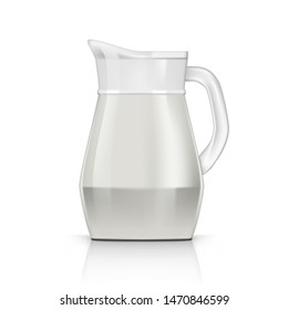 Realistic Glass Jug With Milk. EPS10 Vector