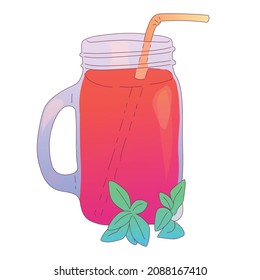 Realistic glass of lemonade fresh on a white background - Vector illustration