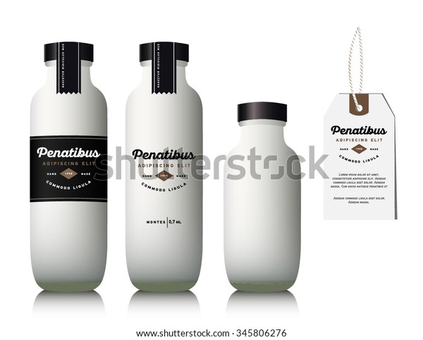 Download Realistic Glass Milk Bottle Mock Container Stock Vector Royalty Free 345806276